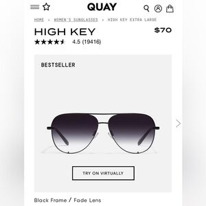 Quay Australia Black High Key Sunglasses